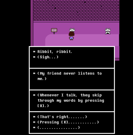 CloudDevBro's tweet photo. @icglaciergd @pawelfxkulkid Think about the wise words of Froggit https://t.co/3SVAxhwKFj