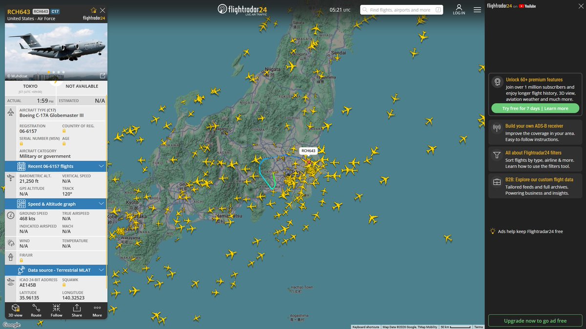 AIYeyENGDdJkjTr's tweet photo. Sept. 25, 2026
#Fairfield Travis Air Force Base #Joint Base Pearl Harbor-Hickam, Honolulu #Guam Andersen Air Force #Joint Base Pearl Harbor-Hickam, Honolulu #Osan Air Base, South Korea #Tokyo Yokota Air Base ==> #Joint Base Pearl Harbor-Hickam, Honolulu
#RCH643 #AE145B USAF C-17A Globemaster III