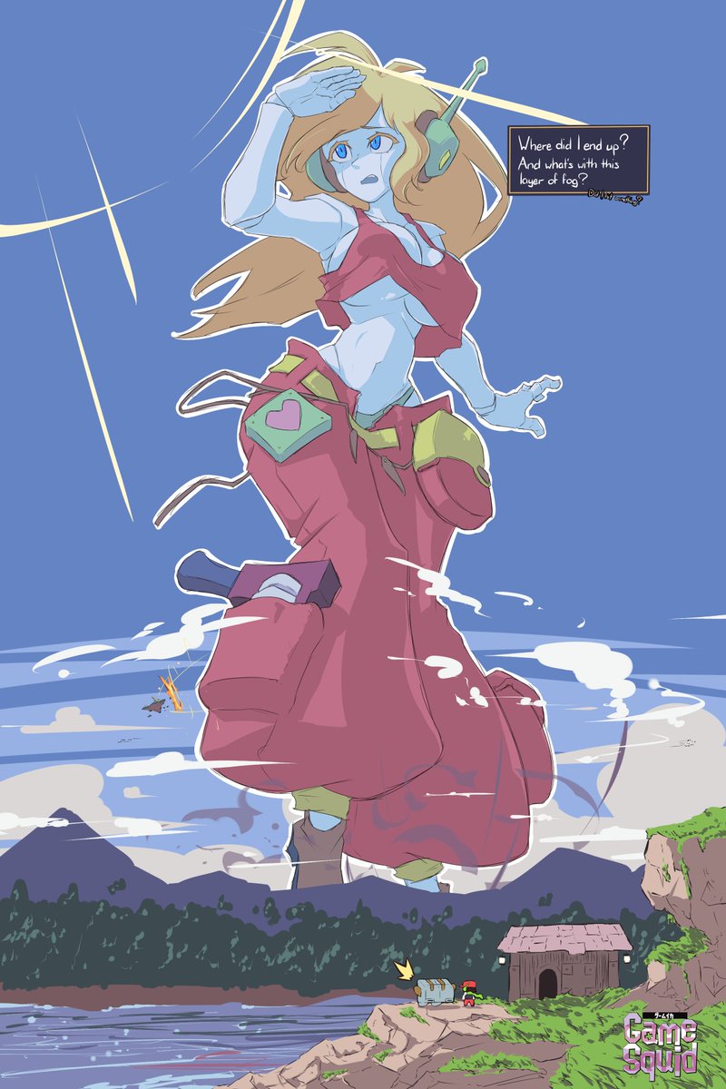 _GameSquid's tweet photo. One more doodle for the month. Curly Brace. Them no more #CaveStory stuffs after this.
Enjoy her trying to find her way back to Quote and Balrog after she was made huge because reasons.

I did another run of #洞窟物語 recently, and yeah. It's still fun. Also just as stupidly difficult on occasion.

#Giantess #巨大娘 #BigBreasts #巨乳
(I decided to have a location of 'Jenka's Nightmare' as the basis.)