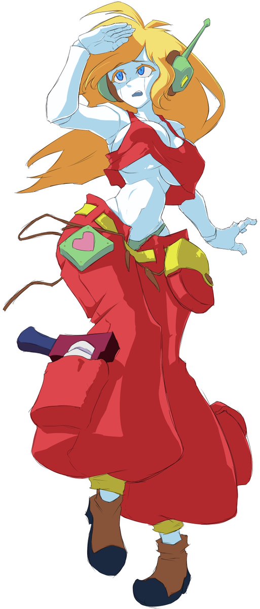 _GameSquid's tweet photo. One more doodle for the month. Curly Brace. Them no more #CaveStory stuffs after this.
Enjoy her trying to find her way back to Quote and Balrog after she was made huge because reasons.

I did another run of #洞窟物語 recently, and yeah. It's still fun. Also just as stupidly difficult on occasion.

#Giantess #巨大娘 #BigBreasts #巨乳
(I decided to have a location of 'Jenka's Nightmare' as the basis.)