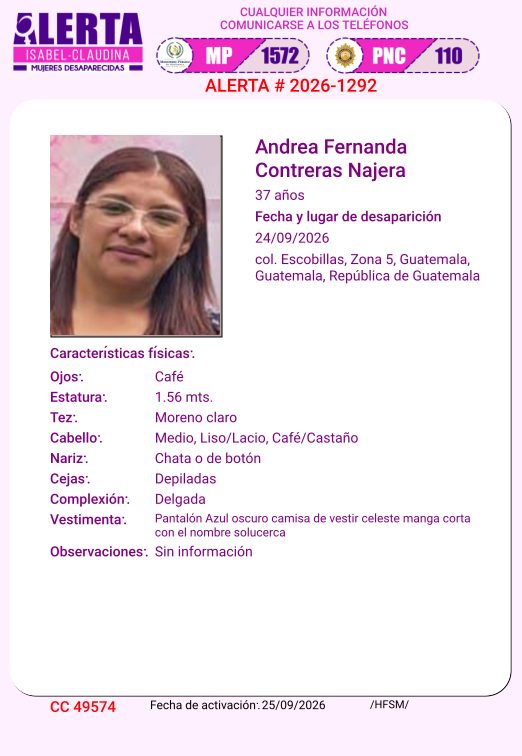 isabel_claudina's tweet photo. #AlertaIsabelClaudina
Ayúdenos a encontrar a
ANDREA FERNANA CONTRERAS NAJERA
Cualquier información comunicarse al teléfono  1572
Gracias por difundir esta información https://t.co/CFvEM4zT5x