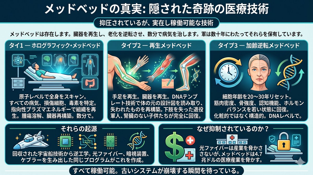 kazu_uracorona's tweet photo. 「シェディングの波動」の意味が分からない人へ。

風邪がうつるという現象もそうだけど、病気になる人は病気の周波数と共鳴している。

病気にはそれぞれ周波数があって、人間の臓器にもそれぞれ周波数がある。

・健康な人の周波数は６２～７０MHz 
・風邪やインフルエンザは約５８MHz 
・がんは４２MHz 
・死は２５MHz

周波数が合うと病気になる。
周波数が合わないと病気にならない。
病気の人は健康の周波数に合わせると病気が治る。

メドベッドも周波数や波動で治療する。