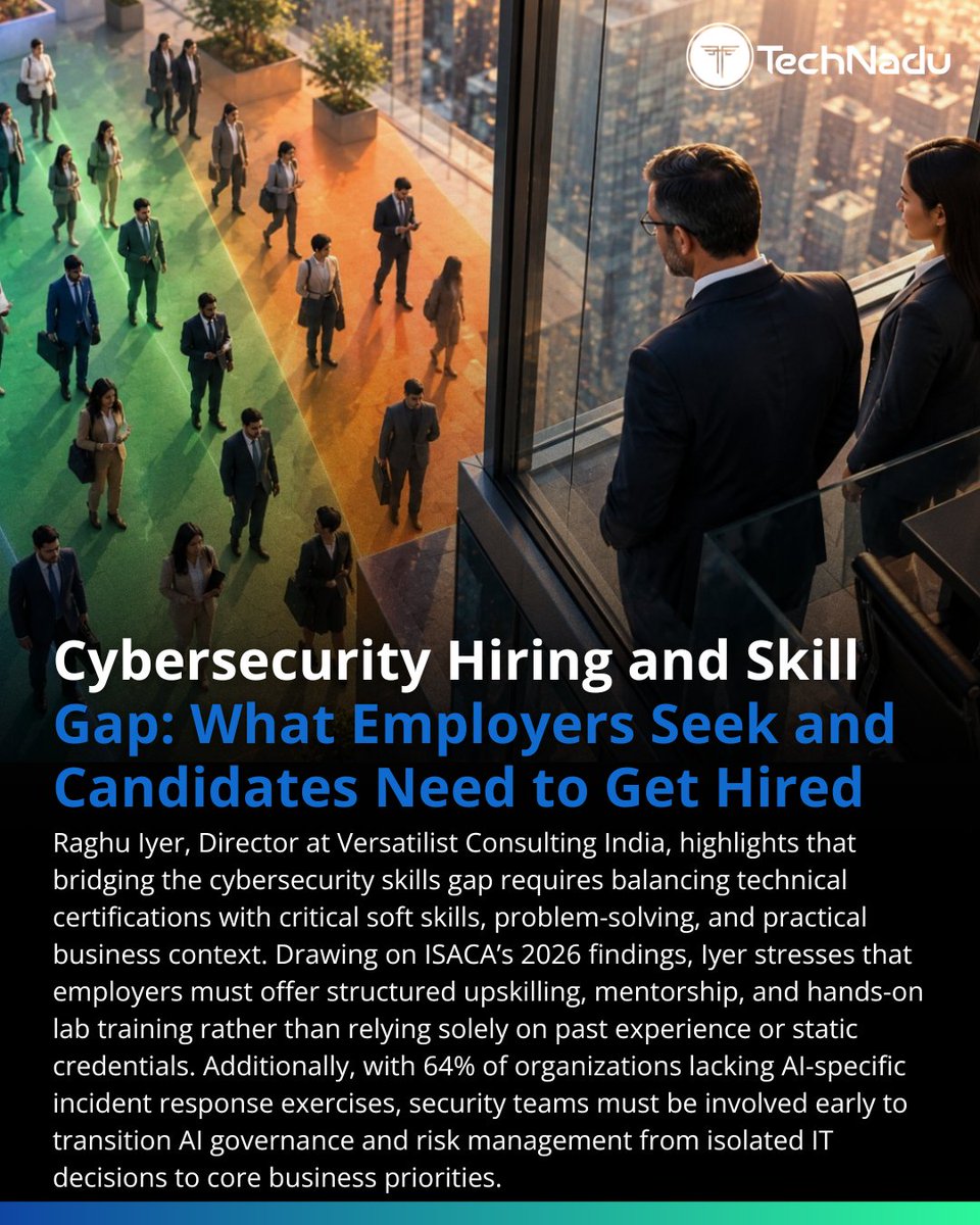 TechNadu's tweet photo. Cybersecurity certifications can demonstrate knowledge, but they donβt automatically make someone employable.
Raghu Iyer explains why adaptability, hands-on experience & soft skills matter, and why employers share responsibility for closing the skills gap.
#TechNaduSecurityDesk https://t.co/Rd1LV3RoA7