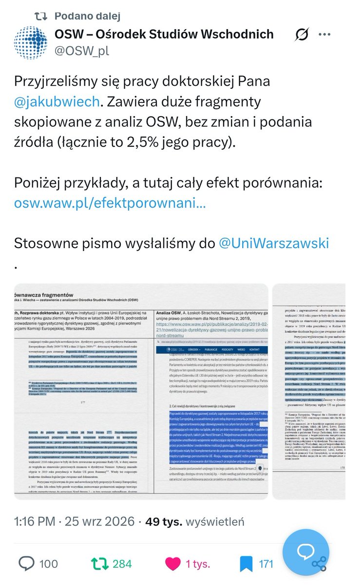coolfonpl's tweet photo. Ośrodek Studiów Wschodnich wprost oskarżył Jakuba Wiecha o plagiat.

O sprawie informowałem jako pierwszy, ponad tydzień temu 😁 https://t.co/geKoSuD8pI