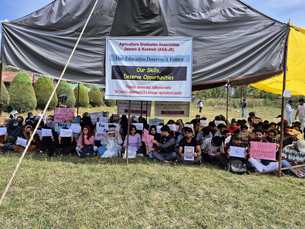 UAGA_JK's tweet photo. Our degrees cannot be allowed to become certificates of unemployment. 
Day 5. @JavedDar_NC @CM_JnK @OfficeOfLGJandK @diprjk https://t.co/r6XpmJaVef