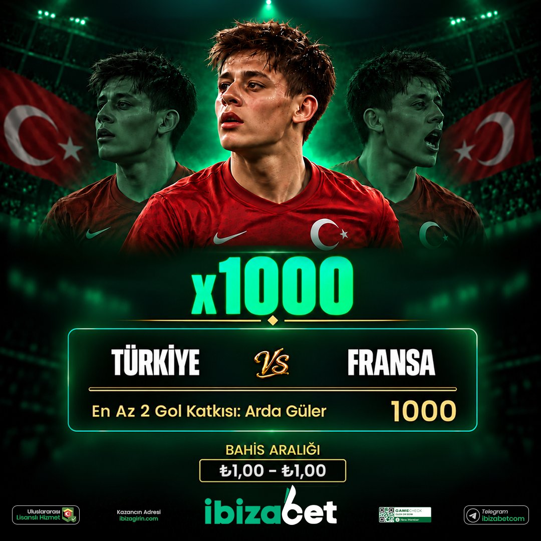 Officalibiza's tweet photo. İbiza İle UEFA Uluslar Ligi  Ritmini Yakala  !     
   
 En Yüksek  Özel Oranlar İle Maç Keyfini Yaşa

Arda Güler En Az 2 Gole Katkısı Olur 1000x  Oran https://t.co/f1ETAPUdRt