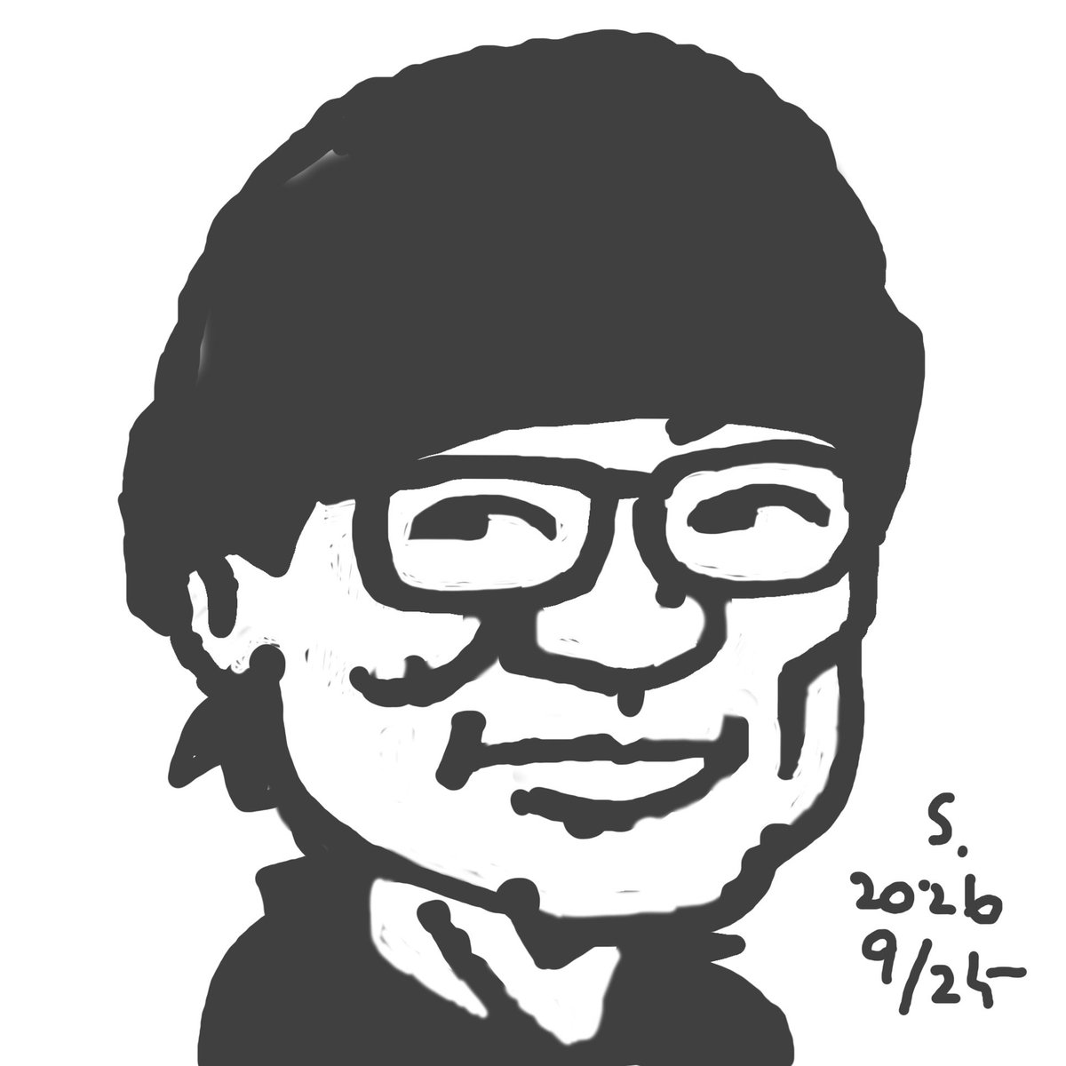 ToyonobuS's tweet photo. 「コナンを観る」
　アニメ「名探偵コナン」。 #青山剛昌 先生、コナン一筋で仕事とはいえ大変でしょうね。　#似顔絵 https://t.co/JsgcfBsGuR
