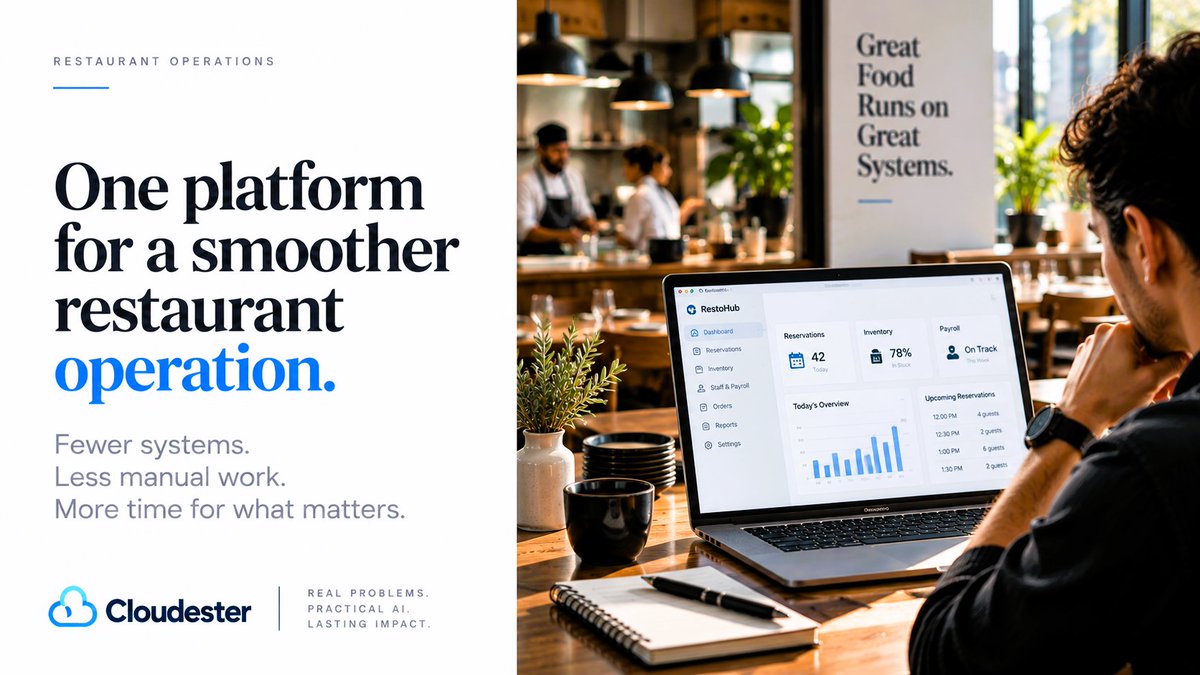 cloudester's tweet photo. Three apps. One restaurant operation. Connect the stack.

https://t.co/hqXCcPT3TI

#restaurant #AI https://t.co/AWlV6xAErO