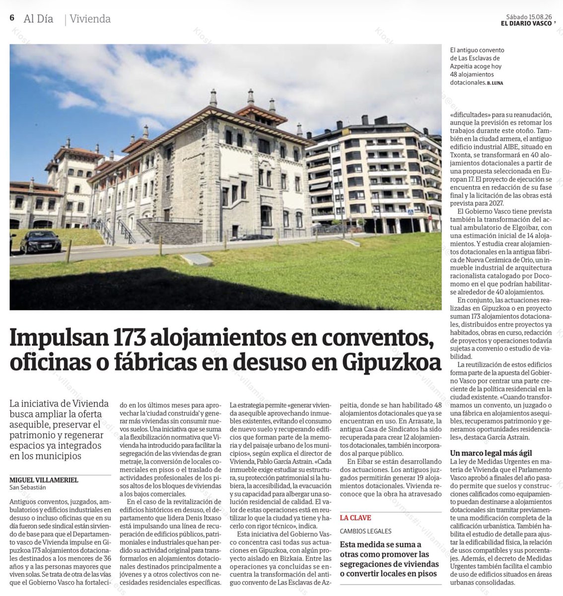 DenisItxaso's tweet photo. Euskadi está avanzando en una idea sencilla y potente: donde haya un inmueble público en desuso, debe haber una oportunidad para ampliar vivienda asequible.

Conventos, escuelas, talleres, edificios administrativos. https://t.co/U8av4CkFvh