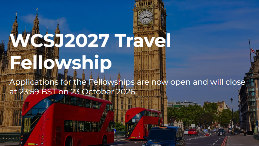 Journ_SA's tweet photo. ICYMI: Journalists worldwide can now apply for travel fellowships to attend @wcsj2027 taking place in London from 6–9 Sept 2027. Successful applicants will receive financial support towards travel, visa costs, and accommodation.

🗓 Apply by 23 Oct: https://t.co/MaIwEOF2UL https://t.co/SMcCKea7Mv