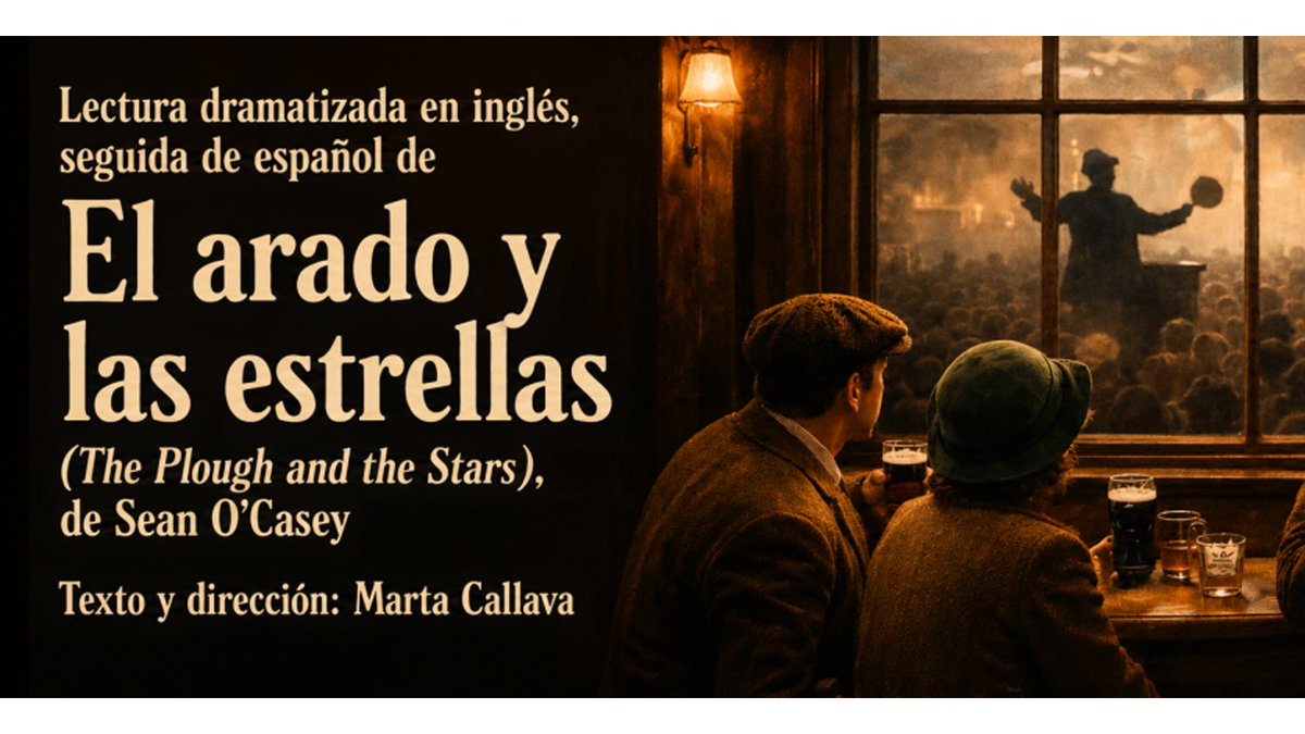 LibrosCMadrid's tweet photo. Os invitamos a la lectura dramatizada en inglés y en español de "El arado y las estrellas" ("The Plough and the Stars"), de Sean O'Casey.

📅Hoy, a las 19 h., en la 📍Biblioteca Pública Pedro Salinas.

+ Info: https://t.co/rd1b1ffpz5

#BibliotecasCM https://t.co/cvNqv82PZM