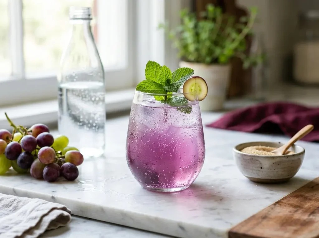 ElaneHacke2e7's tweet photo. Sparkling Grape Mocktail

Muddle sweet grapes with lime, then strain or keep the pulp for extra texture. Use frozen grapes as ice and add sparkling water last to keep the bubbles lively. Full recipe in bio. https://t.co/xoIM4XCoeC