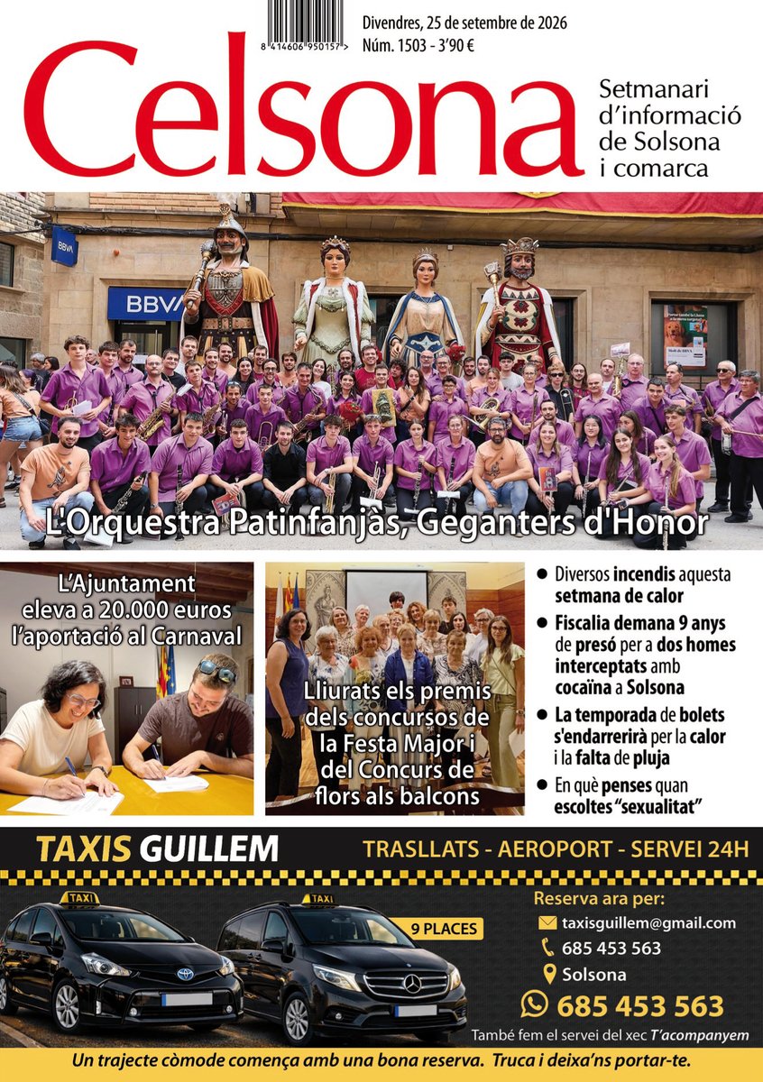 JosepMariaBores's tweet photo. Bon dia, un Celsona carregat de notícies i cartellera és al carrer. Gaudiu-lo. #celsona #solsona #premsacomarcal https://t.co/izbeRos6fH