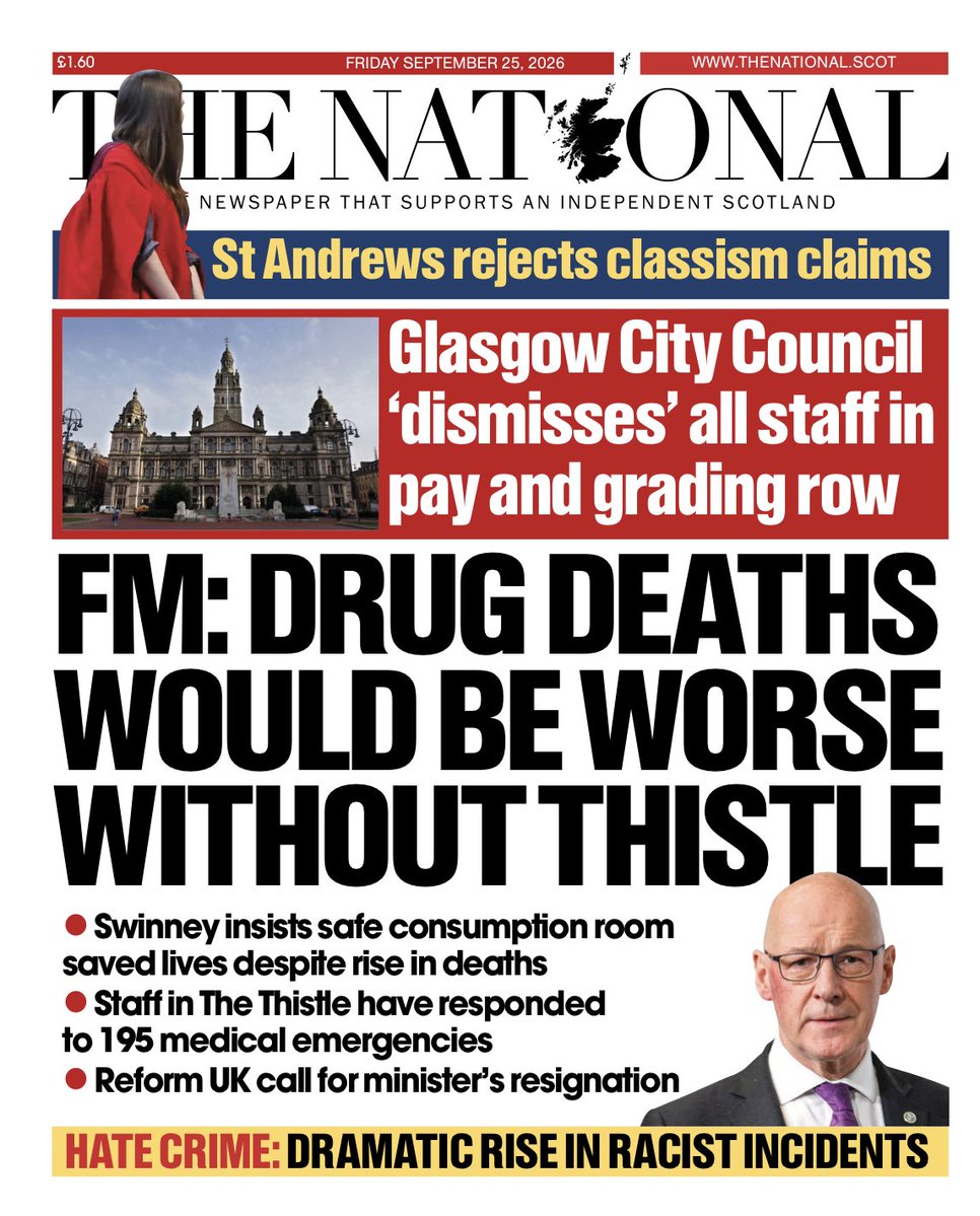 jamesandjana's tweet photo. ALT  #GetCounted #YesScots #Yes #SNP #ScottishGreens #LabourInScotland #LibDemsInScotland #ConservativesInScotland #TheNational
Today’s THE NATIONAL.
Get the paper at your paper shop or subscribe online at:
https://t.co/Wzfz3qBFUN https://t.co/YBkUGs26Wq