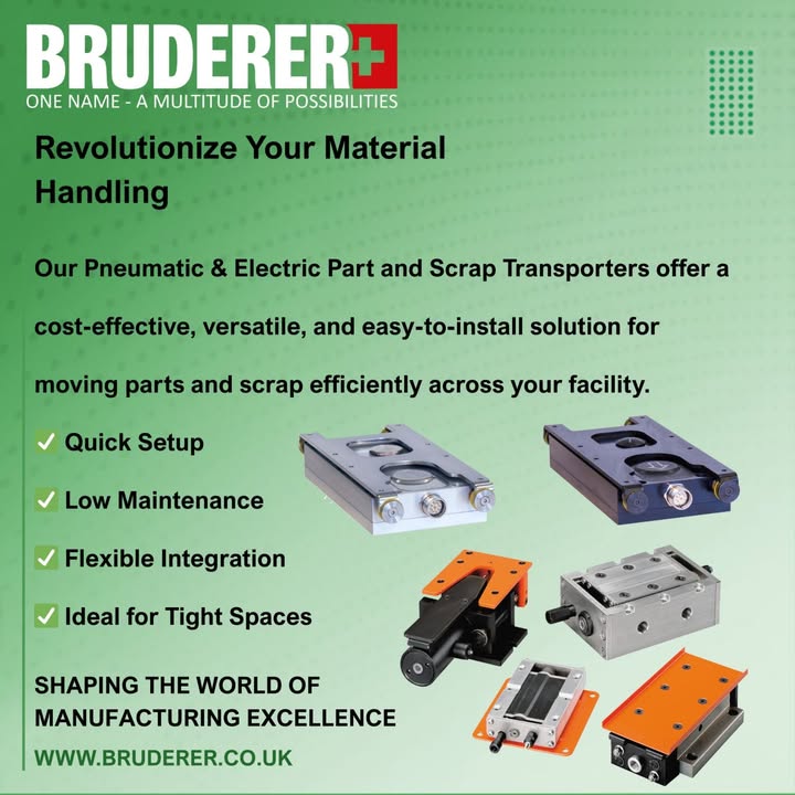 BrudererUK's tweet photo. Ditch the bulky conveyor. Our Pneumatic &amp; Electric Transporters move parts &amp; scrap efficiently—quick setup, low maintenance, ideal for tight spaces.

📞 Request a demo.

#MaterialHandling #ConveyorAlternative #ukmfg https://t.co/VxnXNc6hmE