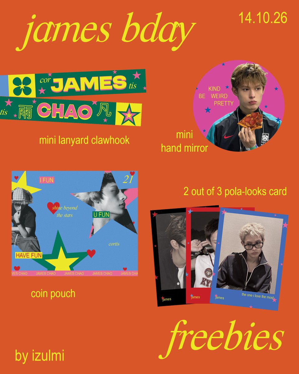 izulmi's tweet photo. “JAMES BIRTHDAY ★
FREEBIES BY @IZULMI”
ㅤㅤㅤㅤㅤ
▸ Interact this post (rt | like)
▸ COER INA only, limited qty
▸ Rp. 14.100 no refund
▸ Link 🍊 on reply (10.10)
▸ Tag me if you get!

(n.) open for trade by reply or dm, only if yours can be get on 10.10 or 14.10 https://t.co/2zV1tSjicw