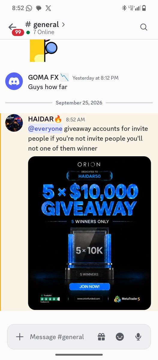 haidar00_1's tweet photo. *🚨 $50,000 GIVEAWAY - 5 WINNERS! 🚨*

I'm giving away *5 x $10K Orion Funded Accounts!* 💰

*How to Enter:*
1. Follow @OrionAffiliates
2. Follow @orionfundedcom
3. Join our Discord 👇
https://t.co/L7u68Kc2qH
4. *Tag 2 friends in the comments* 👥

Winners will be picked *LIVE in Discord!*

Don't miss out! Good luck 🚀

#OrionFunded #Giveaway #PropFirm #FuturesTrading
---