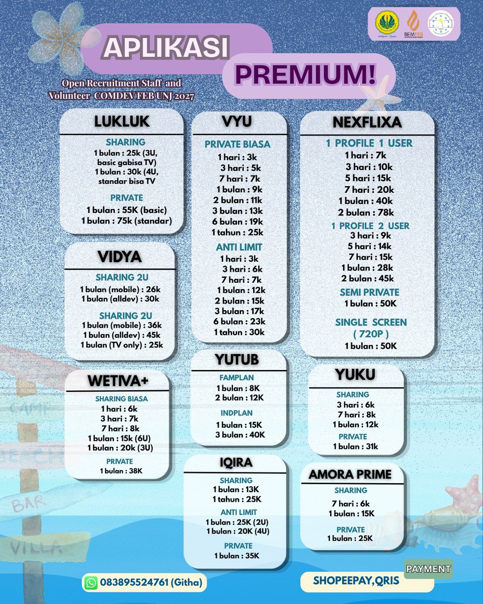 Gregtha2's tweet photo. 💫  𝐀𝐏𝐋𝐈𝐊𝐀𝐒𝐈 𝐏𝐑𝐄𝐌𝐈𝐔𝐌 𝐂𝐎𝐌𝐃𝐄𝐕 𝐅𝐄𝐁 𝐔𝐍𝐉  💫

Normalisasi punya aplikasi premium tiap hari 😋
Nonton 🎬 Musik 🎧 Edit 🎨 tanpa ribet &amp; tanpa iklan!

Order/tanya dulu boleh ✨
WA: https://t.co/JnwksPLDaE (Regitha) https://t.co/PPU6ny5Dc5