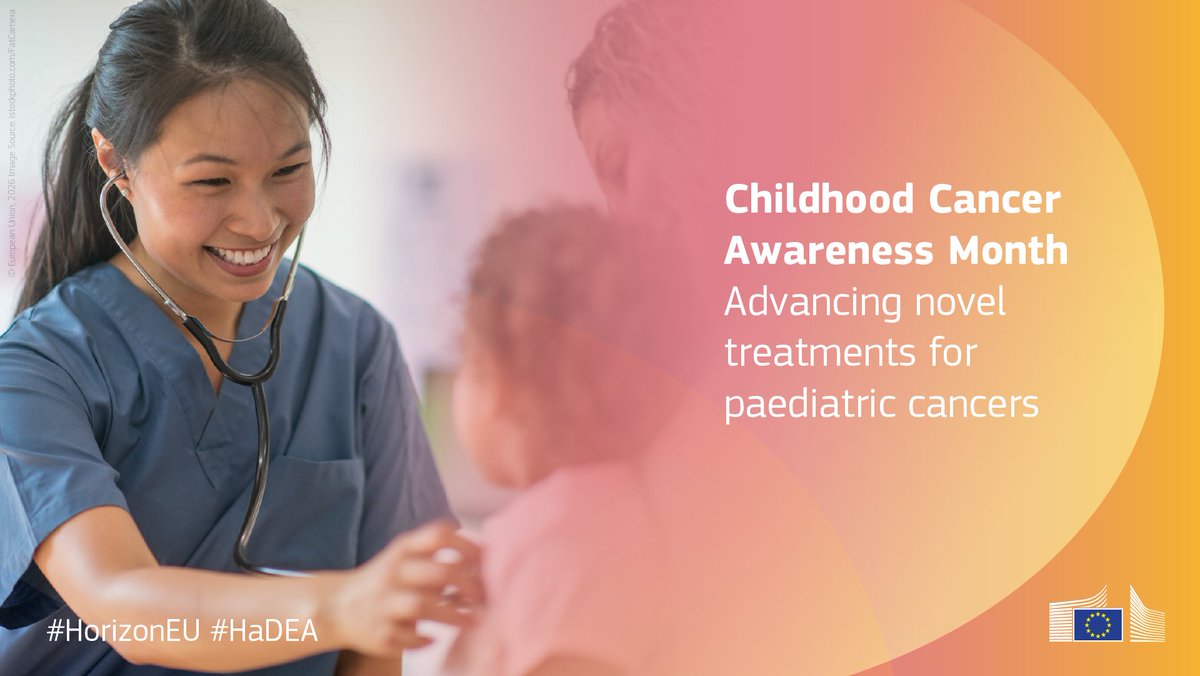EU_HaDEA's tweet photo. 🎗️ On the occasion of #ChildhoodCancerAwarenessMonth, learn how the recently started #HorizonEU projects EPICA-DIPG, THEODORA and PHOENIX are working towards effective treatments for rare and high-risk paediatric cancers: https://t.co/2858QN2Zyg https://t.co/iul5sHePEJ
