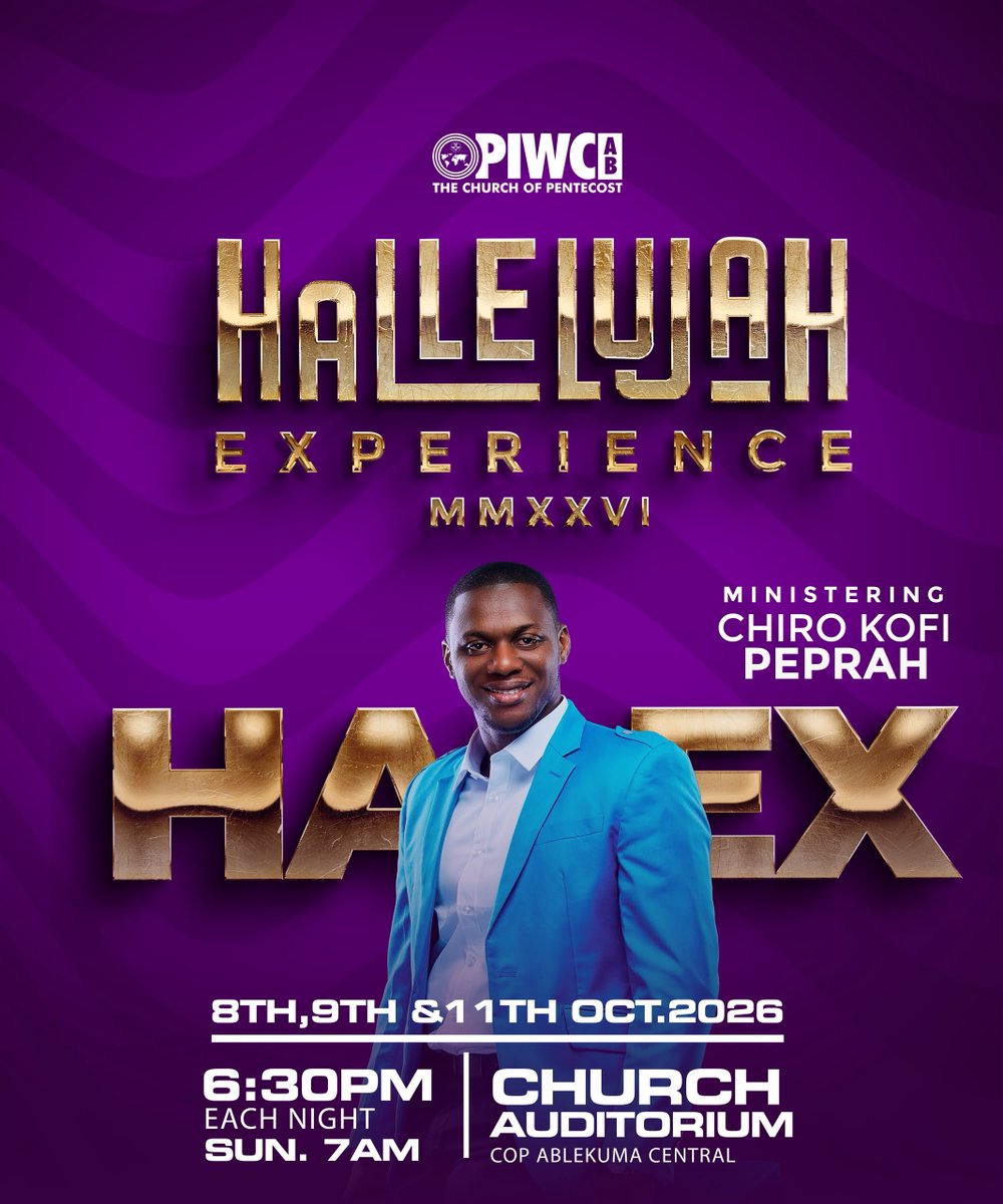 Piwcab's tweet photo. The mystery artiste is finally revealed✨
We’re excited to have Chiro Kofi Peprah ministering at the Hallelujah Experience — FRESHNESS EDITION🔥🔥
#FreshnessEdition
#halex26
#FreshnessInHisPresence
#WeCameToPraise
#HallelujahWePraise https://t.co/jNXO4N9fn9