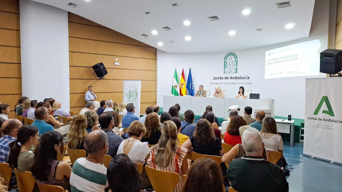 IAAPJunta's tweet photo. 📍 Cádiz acoge la Jornada Provincial del Decreto 91/2026, sobre evaluación del desempeño y carrera horizontal en la @AndaluciaJunta.
Un nuevo paso en la modernización de la Administración y en la mejora de la gestión pública.
 @IAJuntaAND @CadizJunta @pploaiza https://t.co/WzVZwCdlQT