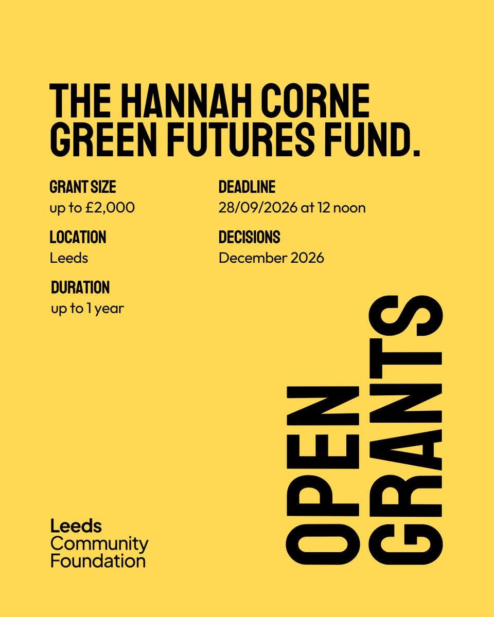 LeedsCommFound's tweet photo. Take a look at our open grants to see if there's funding that might work for you 👇 

1️⃣ The Hannah Corne Green Futures Fund
2️⃣ Jimbo’s Fund
3️⃣ The Leeds Fund Small grants
4️⃣ The Leeds Fund Microgrants

Learn more about each programme on our website 👉 https://t.co/b66CevCnSm https://t.co/u6TiONw33s