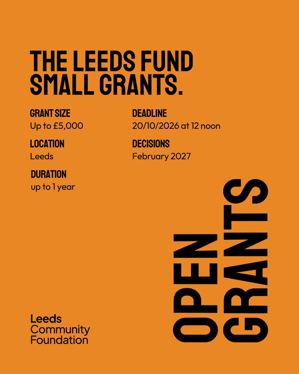 LeedsCommFound's tweet photo. Take a look at our open grants to see if there's funding that might work for you 👇 

1️⃣ The Hannah Corne Green Futures Fund
2️⃣ Jimbo’s Fund
3️⃣ The Leeds Fund Small grants
4️⃣ The Leeds Fund Microgrants

Learn more about each programme on our website 👉 https://t.co/b66CevCnSm https://t.co/u6TiONw33s
