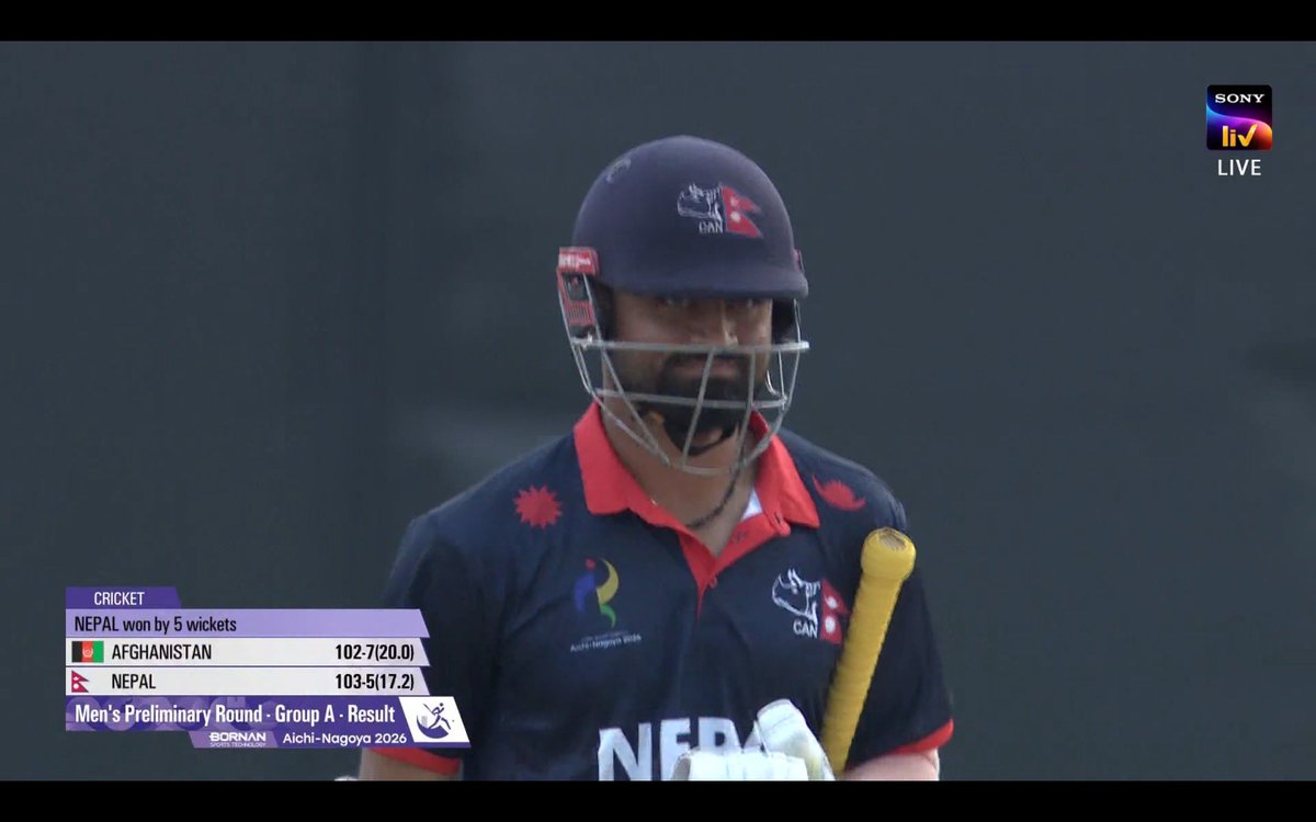 CricCrazyJohns's tweet photo. 🚨 HISTORIC WIN FOR NEPAL CRICKET 😍

- Nepal defeated Afghanistan in the Asian Games in Men's Cricket.

What a moment for Nepal. https://t.co/0hZomFo3Ve