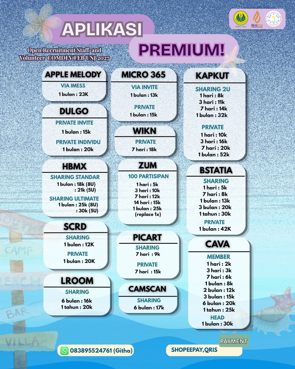 Gregtha2's tweet photo. 💫  𝐀𝐏𝐋𝐈𝐊𝐀𝐒𝐈 𝐏𝐑𝐄𝐌𝐈𝐔𝐌 𝐂𝐎𝐌𝐃𝐄𝐕 𝐅𝐄𝐁 𝐔𝐍𝐉  💫

Normalisasi punya aplikasi premium tiap hari 😋
Nonton 🎬 Musik 🎧 Edit 🎨 tanpa ribet &amp; tanpa iklan!

Order/tanya dulu boleh ✨
WA: https://t.co/JnwksPLDaE (Regitha) https://t.co/uxj1WKagN9