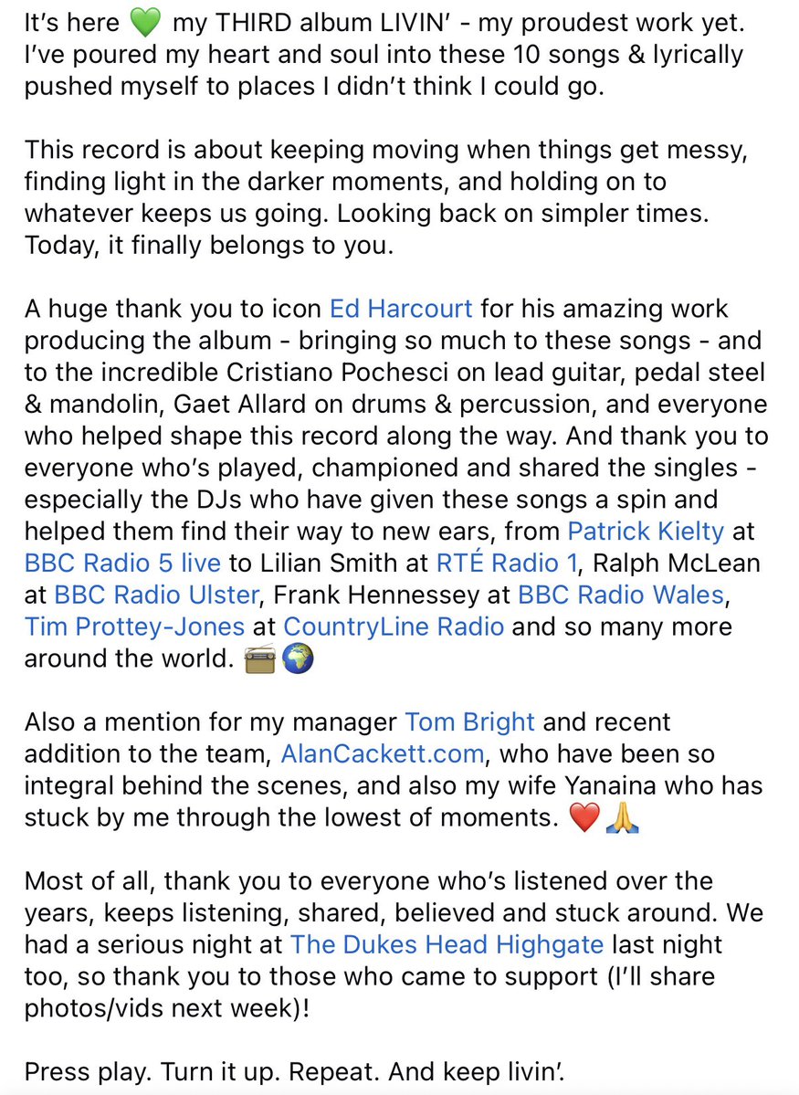 shearaffmusic's tweet photo. It’s here 💚 my THIRD album LIVIN’ - my proudest work yet. I’ve poured my heart and soul into these 10 songs & lyrically pushed myself to places I didn’t think I could go.
Please read the words and dedications in this post 🙏 and get listening: https://t.co/f0mxP6uXO1
#Livin https://t.co/irjfIzJz3a