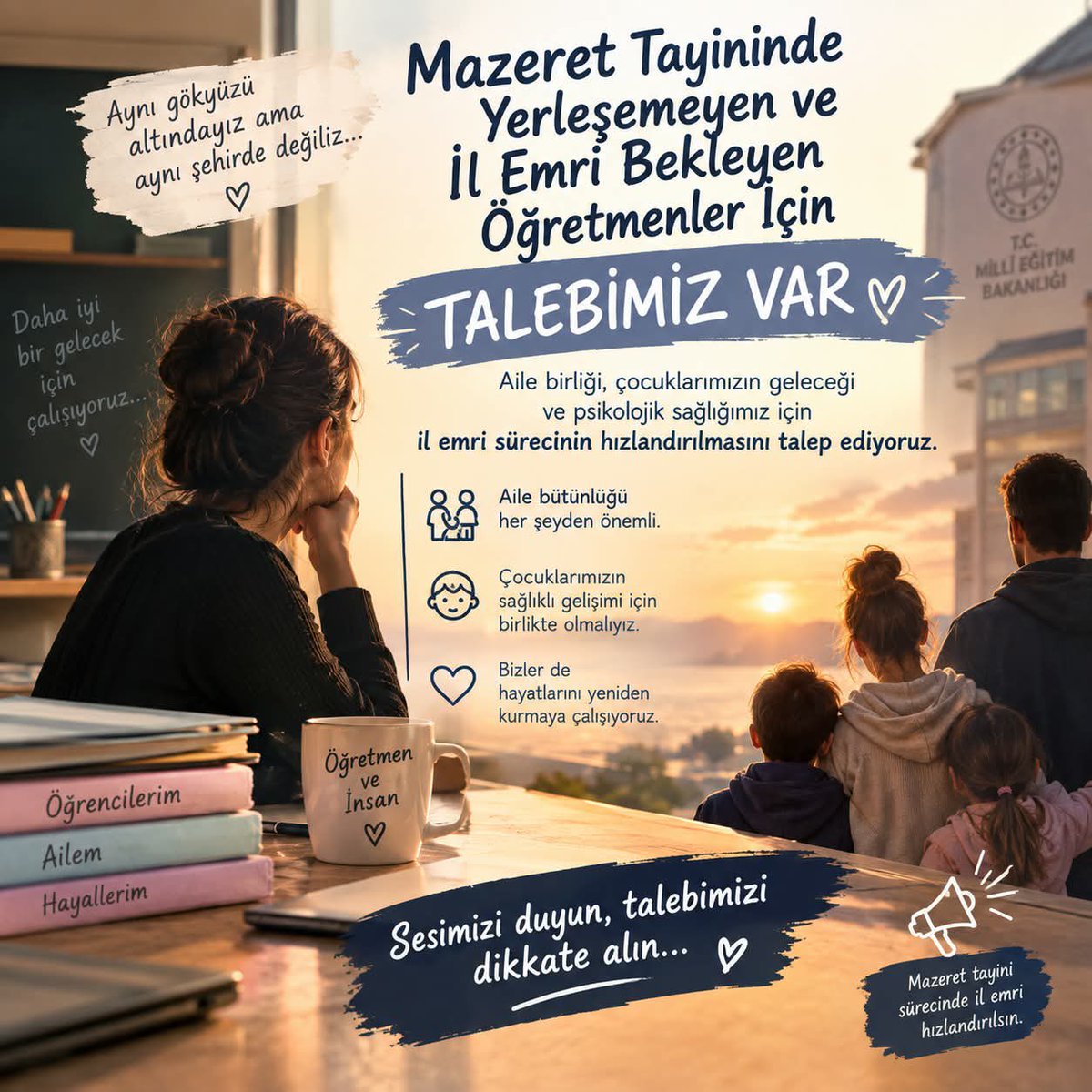 sinemalkann's tweet photo. Mazeret tayininde yeterli kontenjan açılmadı. Ailemize kavuşamadık. İL EMRİ beklentimiz lütfen dikkate alın @RTErdogan @Yusuf__Tekin @hasandogan @_cevdetyilmaz #AyrılığaSONverMEB https://t.co/KgqeGZyEkD