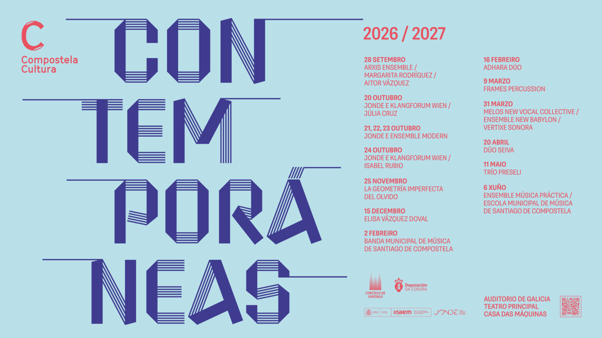 CCultura's tweet photo. @ArxisEnsemble @PazodeRaxoi @MiriamFLouzao @DACCultura 🎶 No programa, obras de Jacobo Gaspar, Morton Feldman, Rebecca Saunders e do propio Aitor Vázquez

O director e compositor gaditano presenta «Sonora - una fisura da poesía de Chus Pato», que lle valeu o Premio Internacional Andrés Gaos de Composicion da Deputación da Coruña https://t.co/G5zYX7bhA6