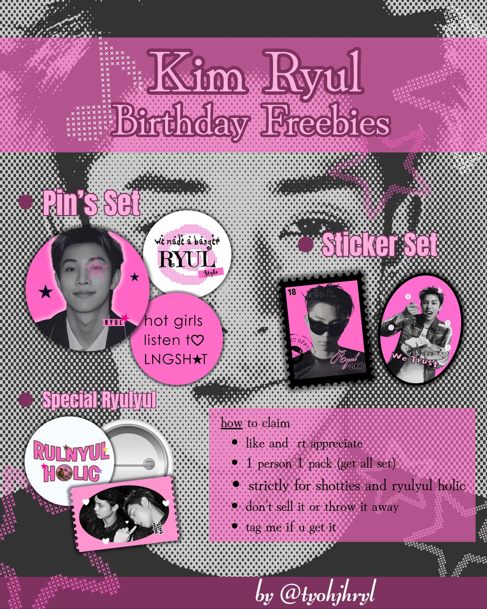 tyohjhryl's tweet photo. 🖇️ kim ryul birthday freebies by @tyohjhryl

how to claim :
⭑ like &amp; rt this post
⭑ set 8.918 no rf
⭑ limited qty 
⭑ write ur username
⭑ tag me if u get it ><
⭑ read the details on poster 

link co will drop today at 20.20 https://t.co/nFyUIXafhV