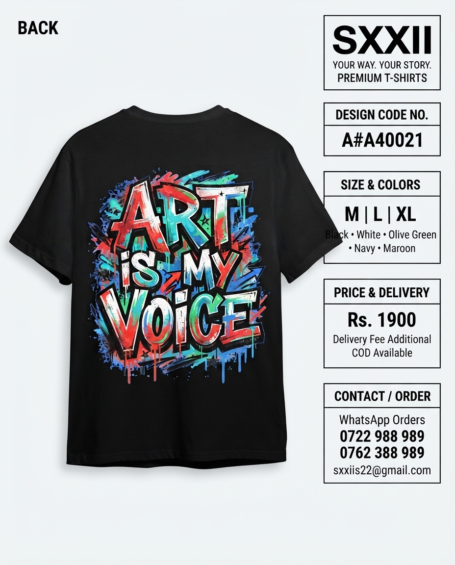 SSanga22's tweet photo. Code No. A#A40021

🎨 **New Design Available*
📐 **Print Size: A4**
👕 **180 GSM | 100% Cotton*
📏 **Sizes: M | L | XL**
🎨 **Available in 5 Colors*

0722 988 989 / 0762 388 989
📧 [sxxiis22@gmail.com]
🚚 **Delivery Fee Additional*

#S22 #PremiumTShirts #streetwear #newdesign https://t.co/lrrGJE0ZeD