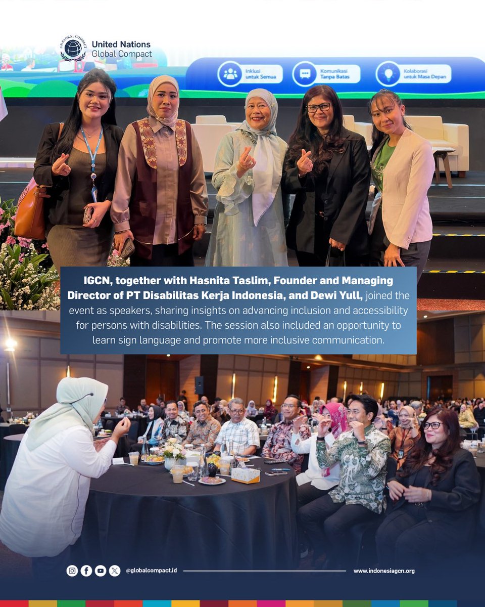 globalcompactid's tweet photo. Celebrating the power of inclusion through communication and connection.
On 23 September 2026, PT Pertamina (Persero), in collaboration with PT Disabilitas Kerja Indonesia.
#IGCN #UNGlobalCompact #UnitingBusiness #InternationalDayofSignLanguages https://t.co/D2kGNTVUCd
