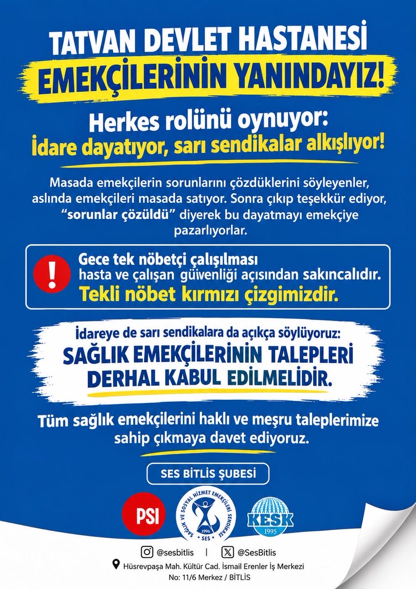 SesBitlis's tweet photo. Artık yeter!
Emeğimiz ve hastalarımız tasarruf edeceğiniz kalemler değildir!
@sesgenelmerkezi @KESK1995 @BitlisValiligi @Bitlisism https://t.co/6Enp57ONiO