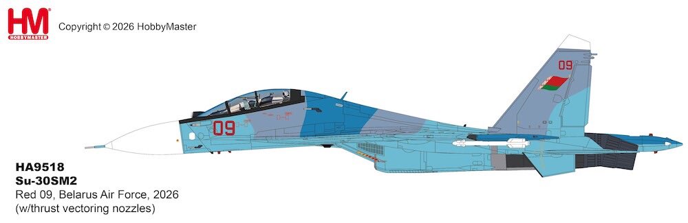 diecastdioram's tweet photo. Hobby Master HA9518 | Sukhoi SU-30SM2 Flanker H

Sukhoi SU-30SM2 Flanker H, Red 09, Belarus Air Force, 2026 (with thrust vectoring nozzles)

Scale 1:72 / Diecast model

Pre-order now at : https://t.co/V4y5yNAzDo https://t.co/C4dESKNnWT