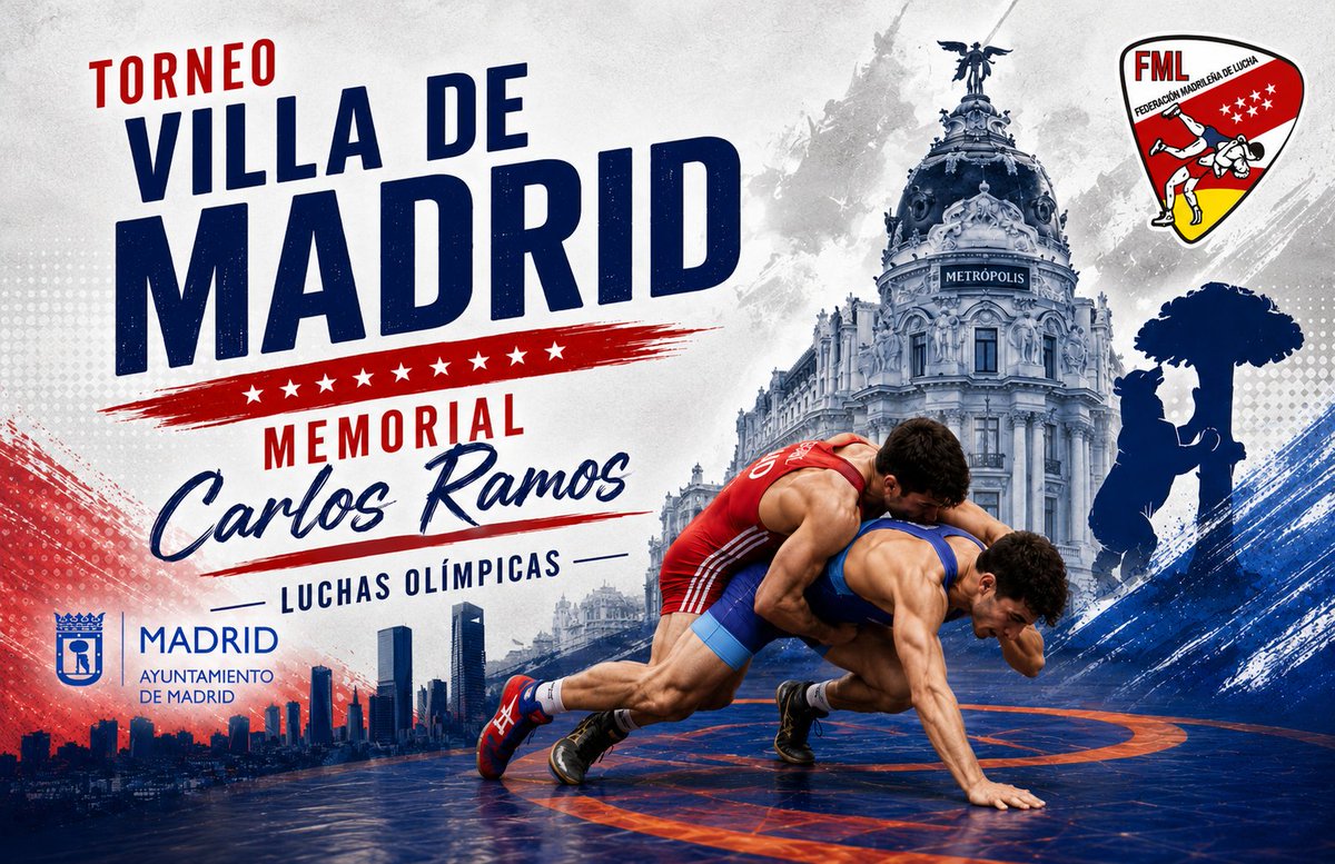 fmlucha's tweet photo. 🔥 TORNEO VILLA DE MADRID – MEMORIAL CARLOS RAMOS 2026

🤼 Luchas Olímpicas
📅 24 y 25 de octubre
📍 C.E. San Fernando – Madrid
👥 U13 · U15 · U17 · U20 · Senior
🎟️ Entrada gratuita
📺 Directo en la APP FML
📄 Toda la info en la web FML
#fmlucha #VillaDeMadrid #LuchasOlímpicas https://t.co/XF6wHqSQMY