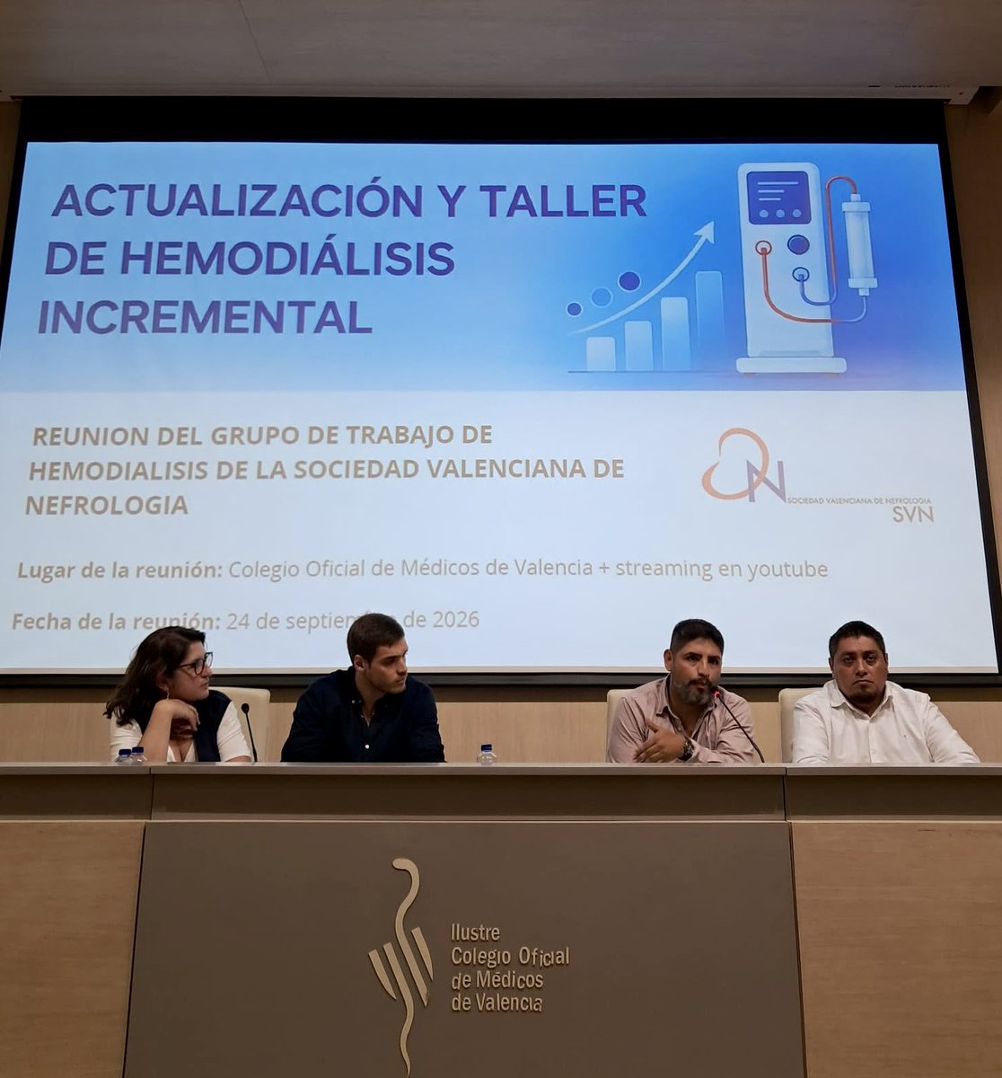 SVNefro's tweet photo. 🔝🔝🔝
Ayer se celebró con gran éxito la Jornada de Actualización y Taller de Hemodiálisis Incremental, organizada por el Grupo de Trabajo de Hemodiálisis de la SOC VALENCIANA DE NEFROLOGÍA 

Una jornada de aprendizaje:
-excelentes ponentes
-actualización de conocimientos
-interesantes debates 
-talleres prácticos 

👏 Gracias a todos los ponentes por compartir su experiencia y conocimiento, y a todos los profesionales que participaron y contribuyeron a generar un espacio de diálogo y aprendizaje.

Una muestra más de la importancia de seguir avanzando juntos en la formación y actualización de la Nefrología.

@SENefrologia @ERAkidney @senjoven @FundacionRenalE @GEMAVsociedad