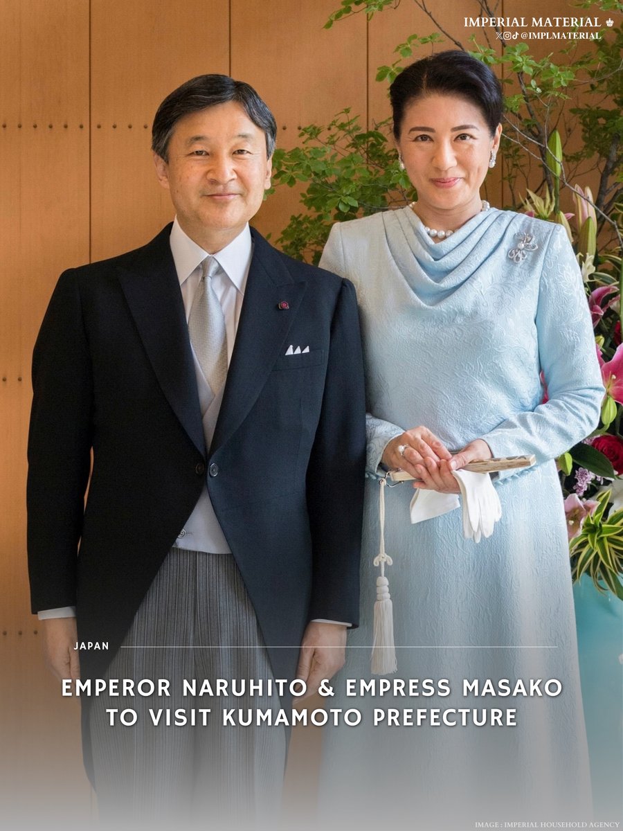 implmaterial's tweet photo. 🇯🇵 Emperor Naruhito & Empress Masako will visit Kumamoto Prefecture next Tuesday following the destructive earthquake that struck in July. 

The Emperor & Empress will arrive aboard a special flight from Tokyo’s Haneda Airport in the morning. The Imperial Couple will meet with disaster victims to hear of their recovery as well as various prefectural leaders throughout the day.