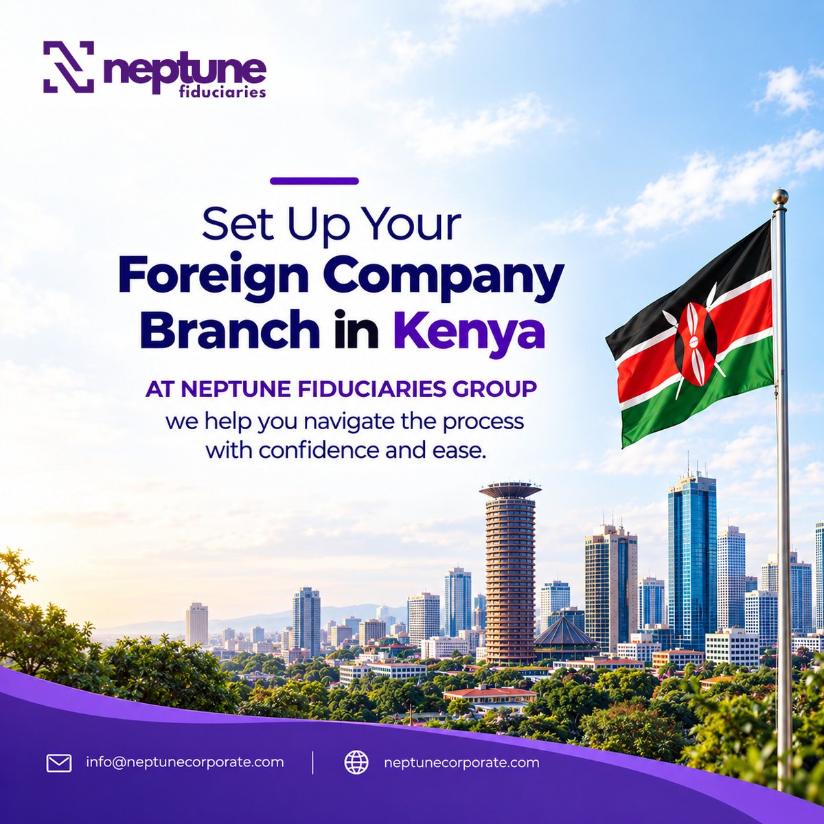 NeptuneFid's tweet photo. Expanding your overseas company into Kenya? 🇰🇪 A foreign company branch needs parent-company documents, a Kenyan registered office and a local representative. Registration results in a Certificate of Compliance; your activities may also require tax or sector-specific steps. https://t.co/SkBgHvSZK6