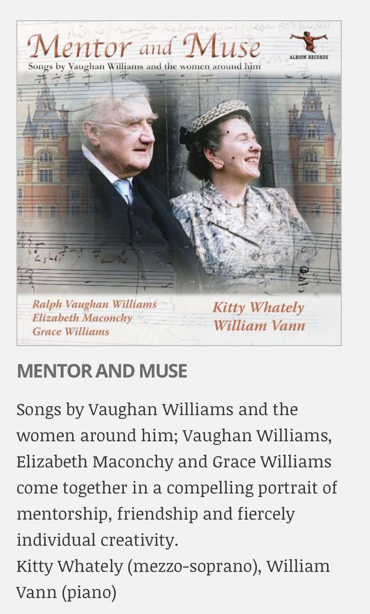 RVWSociety's tweet photo. Released today, #MentorAndMuse
Available on CD and various format downloads from the society website.
https://t.co/NsvBc0zh3D
Also available from the links below
https://t.co/c0TlnC7A6V
https://t.co/AIRnQhTRx2
#VaughanWilliams
#AlbionRecords
#WilliamVann
#KittyWhately https://t.co/ekaJnT04LF