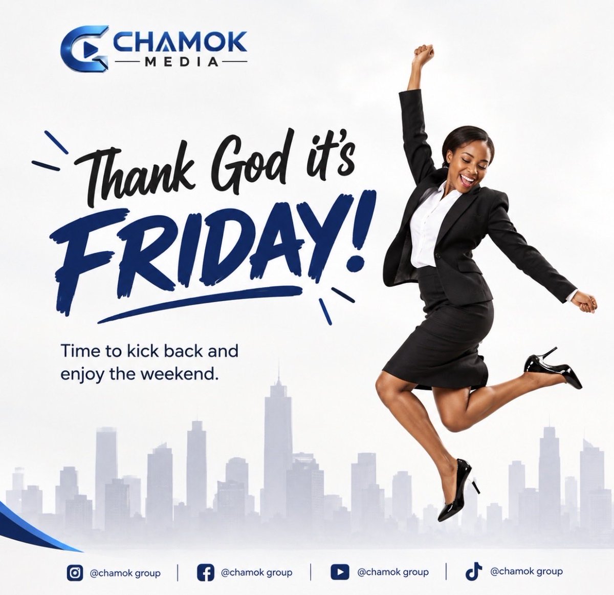chamokgroup's tweet photo. Thank God it’s Friday! 🙌🏽

We made it through another week. Take a moment to breathe, recharge, and appreciate the journey. Greater things are ahead. 🚀

Have a beautiful weekend from CHAMOK MEDIA.

#TGIF #ChamokMedia #HappyFriday #KeepMovingForward https://t.co/649s8S7n4m