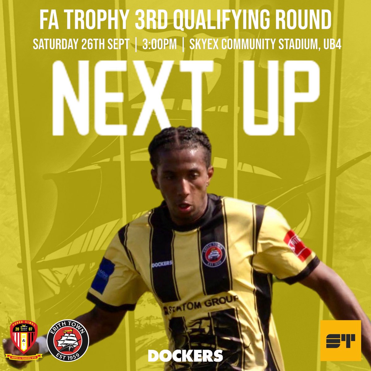 ErithTown's tweet photo. 🏆 | #FATrophy

It may be the international break, but that doesn’t stop #TheDockers being in cup action!

Join us this weekend as we take on @hyufc_official in the #FATrophy!

#UpTheDockers #DOCKERS https://t.co/iGHtVTX9BX