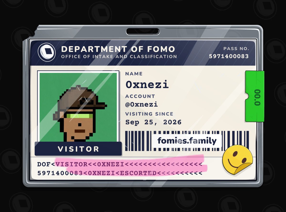 0xnezi's tweet photo. visiting the department of fomo. no case yet. must be escorted at all times. @FomiesNFT https://t.co/msFacFLUCw