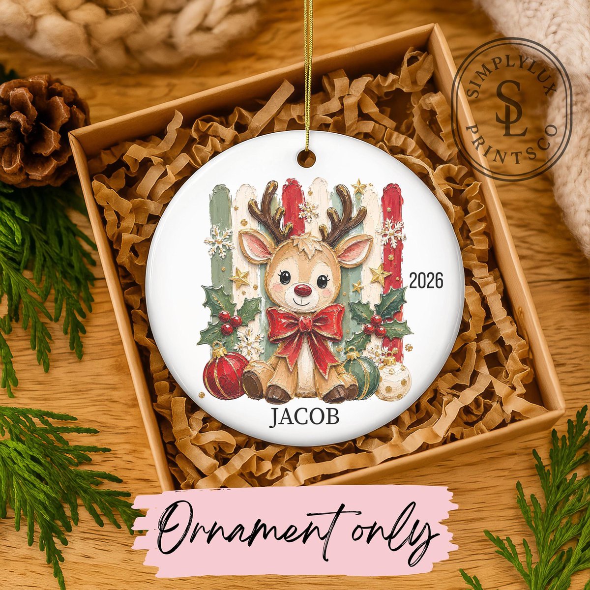 ValenciaLajg's tweet photo. Make Christmas unforgettable with a personalized reindeer ornament featuring your child’s name. A charming keepsake for the tree or a thoughtful gift—made to brighten holiday traditions for years to come. Just $29. 00. https://t.co/WjSxzkLHMv