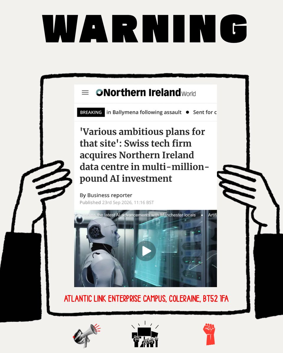 SaveTheMoat's tweet photo. Warning: another AI data centre in the pipeline. Atlantic Link Enterprise Campus, Portstewart Road, Coleraine
Existing data centre acquired by international technology company Eryce. Plans to expand the very small existing data centre to a AI hyperscale one and acquire more land https://t.co/4NfzwEEFp9