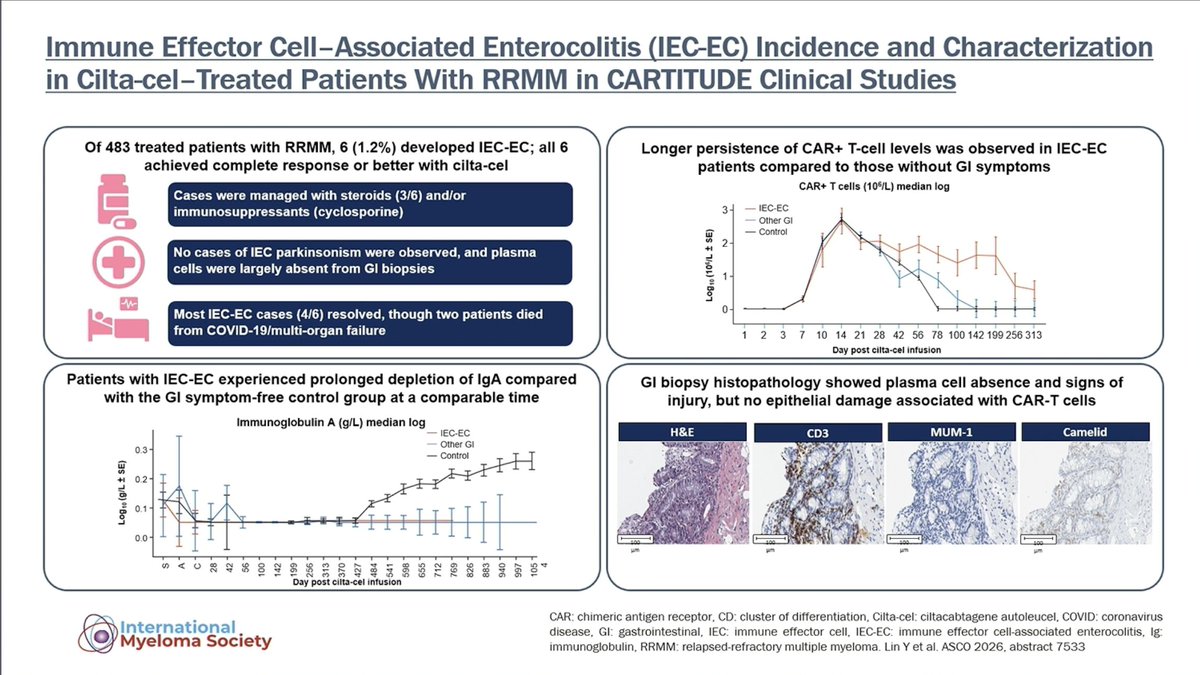 Samer Al Hadidi, MD,MS,FACP (@HadidiSamer) — #IMS26 — Immune Effector Cell-Associated Enterocolitis (IEC-EC) Incidence and Characterization in Cilta-cel-Treated Patients With RRMM in CARTITUDE Clinical Studies