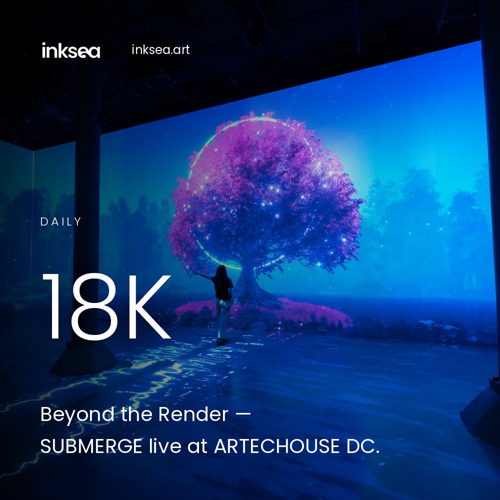 inkseart's tweet photo. GM Art Lovers 🌊❤️

@artechouse DC’s SUBMERGE Project is live — Beyond the Render puts 13 artist teams (incl. Maciej Kuciara) on a 280° 18K canvas, powered by @rendernetwork.

#InkseaDailyArt https://t.co/ANpjYsPmSX