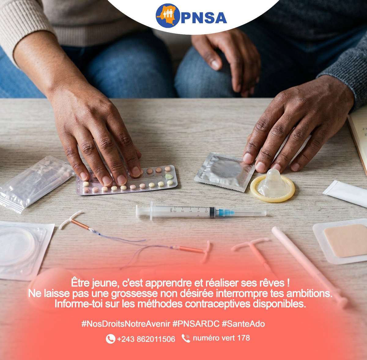 MMukendi80826's tweet photo. 🌸 Chaque 26 septembre, le monde célèbre la Journée mondiale de la contraception.
À cette occasion, le PNSA lance une campagne en ligne du 25 au 27 septembre pour informer les jeunes sur les méthodes contraceptives et promouvoir une sexualité responsable.
#PNSA #MonCorpsMonChoix https://t.co/PjrKsIBa12